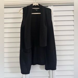 100% Cashmere Saks Fifth Avenue Black Open Front Cardigan